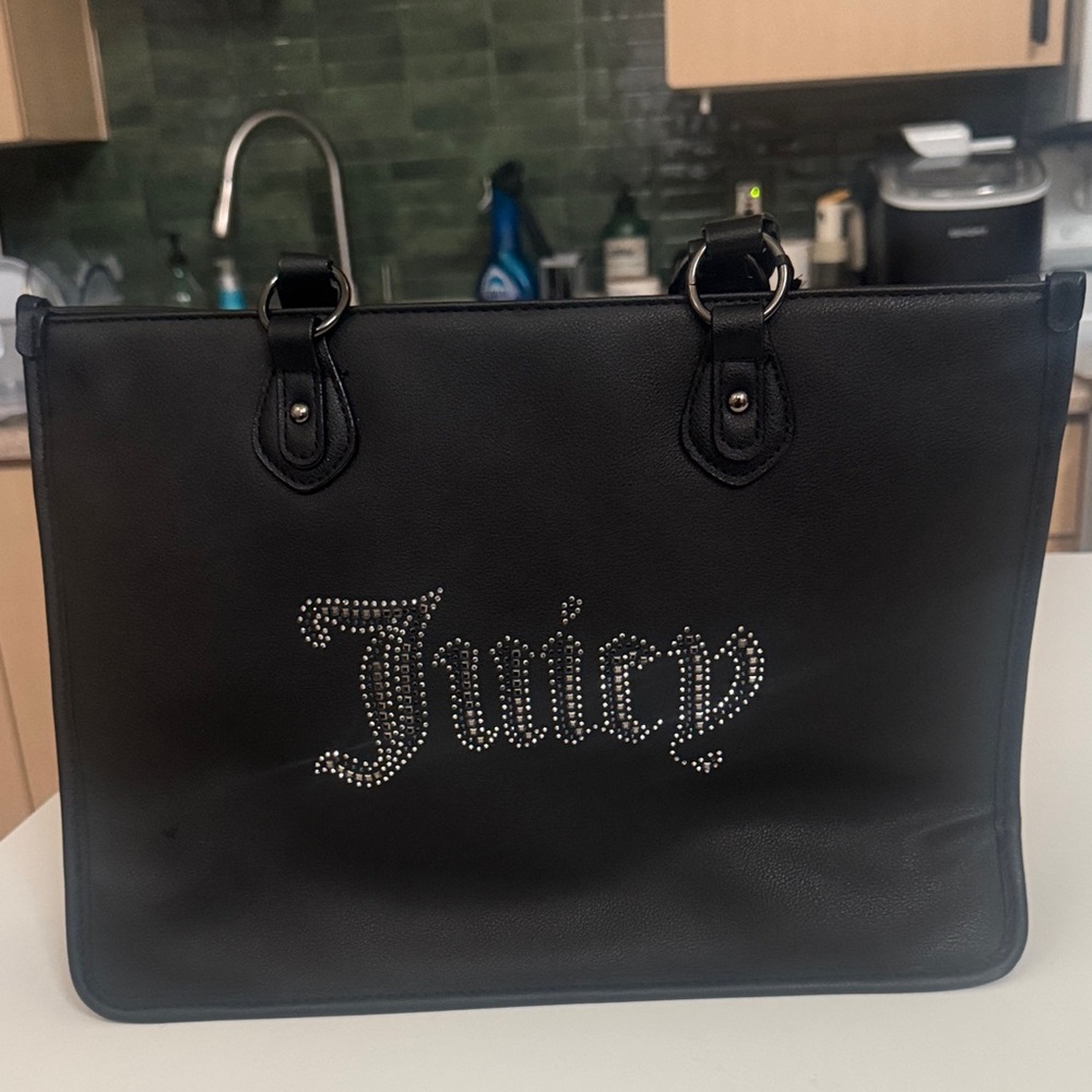 Juicy Couture Black Rhinestone Logo Tote